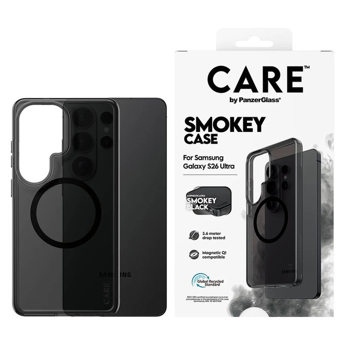 Puzdro Smokey s čiernym QI pre Samsung Galaxy S26 Ultra, Čierna, PanzerGlass