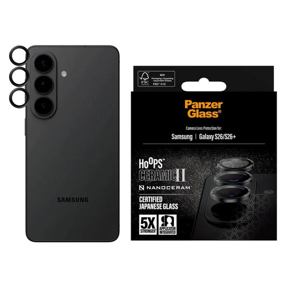 Ochranný kryt objektívu Hoops Ceramic II pre Samsung S26/S26+, Čierna, PanzerGlass