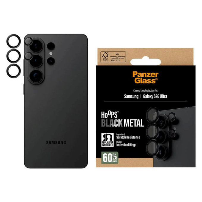 Ochranný kryt objektívu Hoops pre Samsung S26 Ultra, Čierna, PanzerGlass