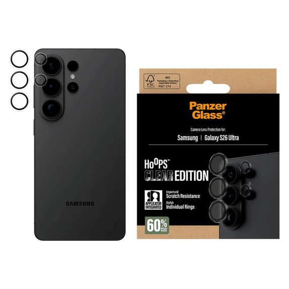 Ochranný kryt objektívu Hoops pre Samsung S26 Ultra, Transparentná, PanzerGlass