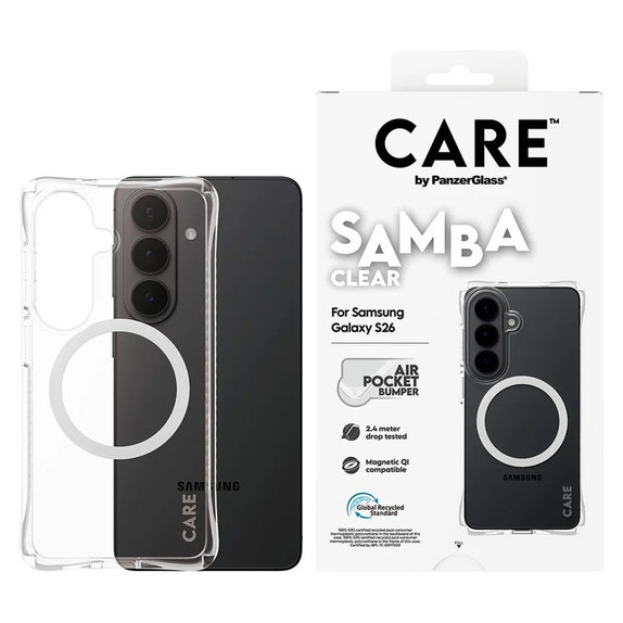 Puzdro Samba s bielym QI pre Samsung Galaxy S26, Transparentná, PanzerGlass