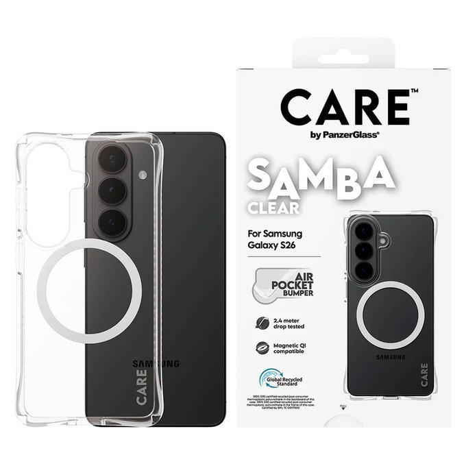 Puzdro Samba s bielym QI pre Samsung Galaxy S26, Transparentná, PanzerGlass