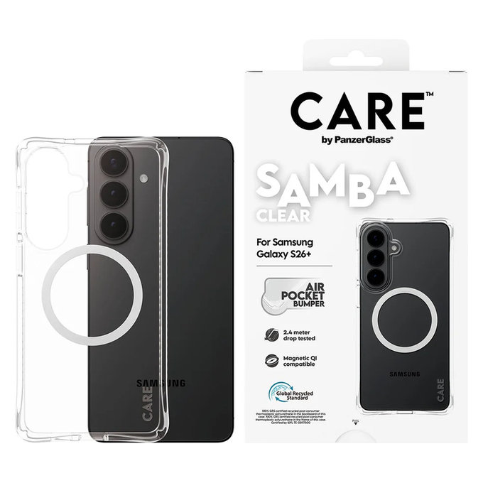 Puzdro Samba s bielym QI pre Samsung Galaxy S26+, Transparentná, PanzerGlass