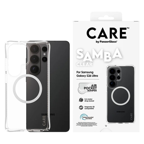 Puzdro Samba s bielym QI pre Samsung Galaxy S26 Ultra, Transparentná, PanzerGlass