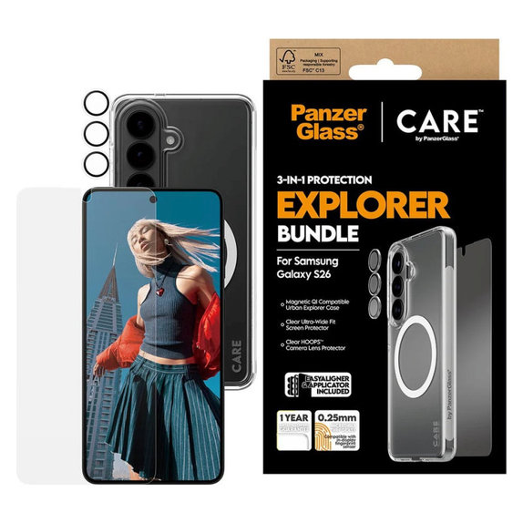 Bundle 3v1 Explorer pre Samsung S26, PanzerGlass