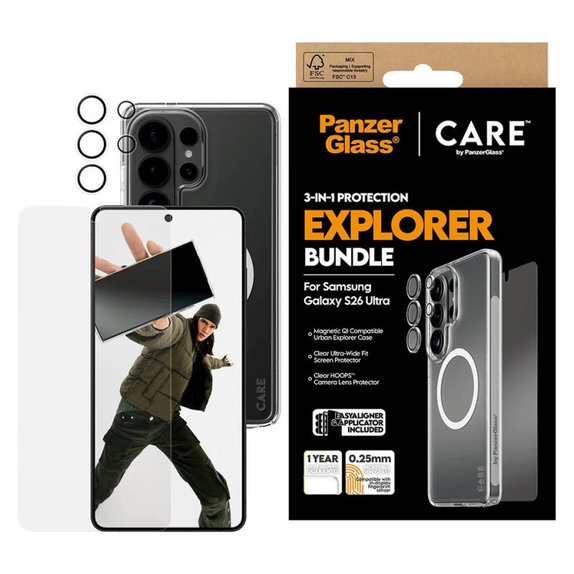 Bundle 3v1 Explorer pre Samsung S26 Ultra, PanzerGlass