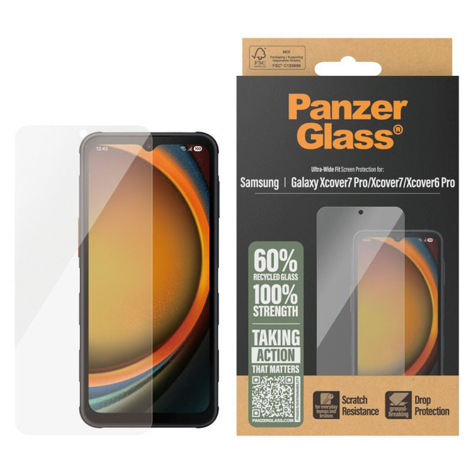 Tvrdené sklo UWF pre Samsung Galaxy Xcover7 Pro/Xcover7/Xcover6 Pro, Číra, PanzerGlass