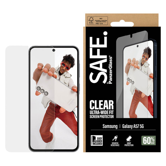 Tvrdené sklo UWF s aplikátorom pre Samsung Galaxy A57, Číra, SAFE by PanzerGlass