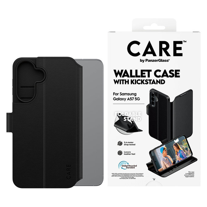 Puzdro Wallet Kickstand pre Samsung Galaxy A57, Čierna, PanzerGlass