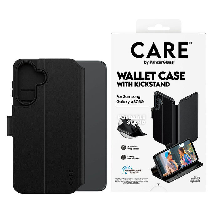 Puzdro Wallet Kickstand pre Samsung Galaxy A37, Čierna, PanzerGlass