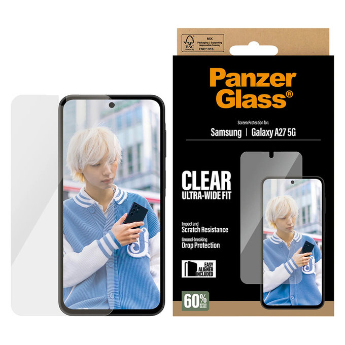 Tvrdené sklo UWF s aplikátorom pre Samsung Galaxy A27, Číra, PanzerGlass