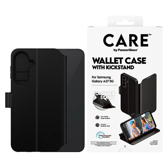 Puzdro Wallet Kickstand pre Samsung Galaxy A27, Čierna, PanzerGlass