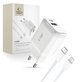 Sieťová nabíjačka C20W 2-PORT PD 20W / QC3.0 + Lightning Cable, biela, Tech-Protect