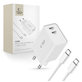 Sieťová nabíjačka C35W 2-PORT PD 35W + USB-C Cable, biela, Tech-Protect