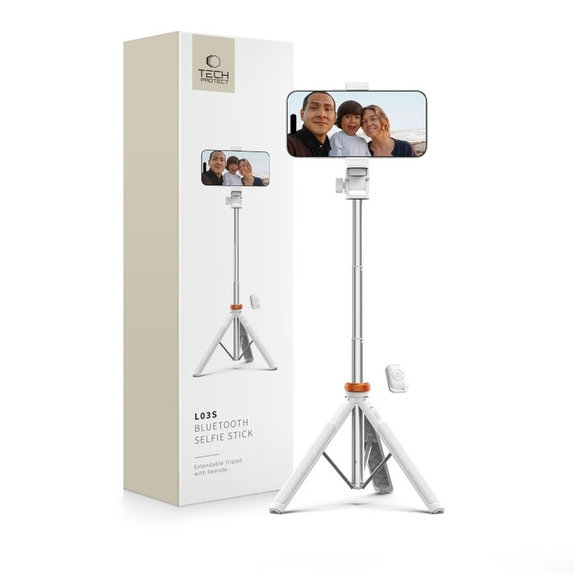Selfie tyč so statívom L03S, biela, Tech-Protect