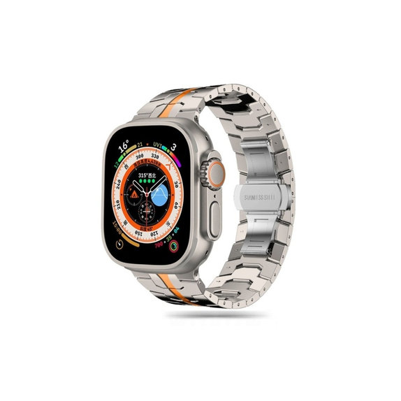 Remienok Stainless Line pre Apple Watch 8 / 9 / 10 / 11 / Se / Ultra (44 / 45 / 46 / 49 mm), Titanium/Orange, Tech-Protect