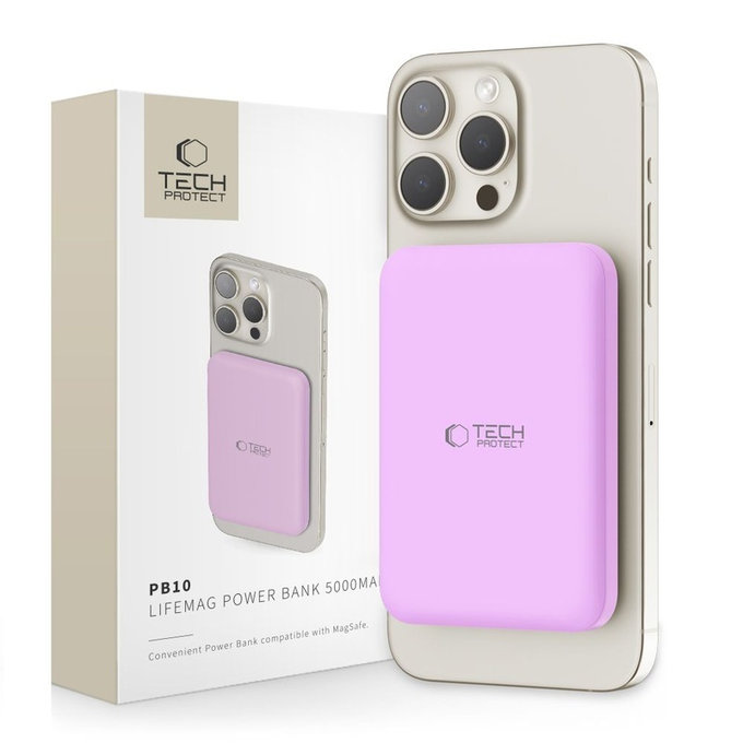 PowerBank PB10 Lifemag MagSafe 5000mAh, Lilac, Tech-Protect
