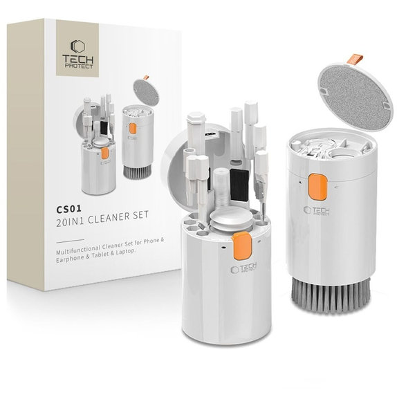 Čistiaca sada CS01 20 v 1 na elektroniku, biela, Tech-Protect