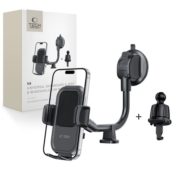 Držiak do auta V8 Universal Long Arm, čierna, Tech-Protect