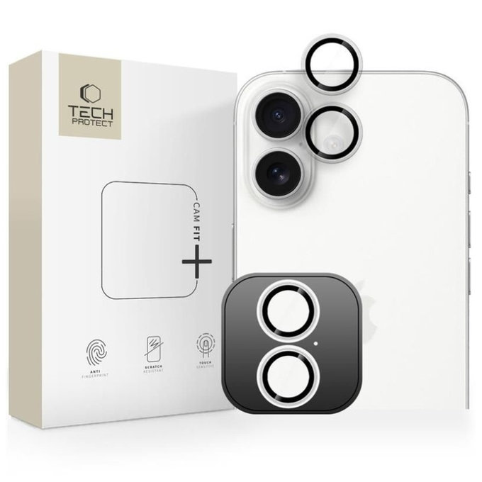 Ochrana kamery Camring Fit+ pre iPhone 16 / 16 Plus / 17, číra, Tech-Protect