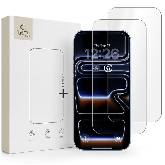 Tvrdené sklo (2ks) Glass Fit+ pre iPhone 16 Pro / 17 / 17 Pro / 18 Pro, číra, Tech-Protect