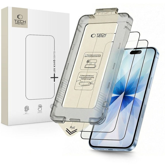 Tvrdené sklo (2ks) Quick Set+ pre iPhone 17, čierna, Tech-Protect