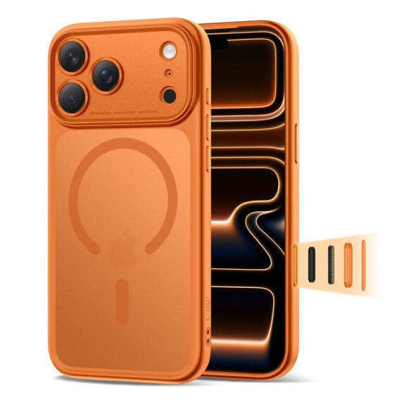 Puzdro MagPeak MagSafe CC pre iPhone 17 Pro Max, Matte Cosmic Orange, Tech-Protect
