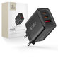 Sieťová nabíjačka NCA65W-GAN 3-PORT PD 65W / QC3.0, čierna, Tech-Protect