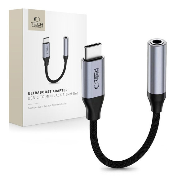 Adaptér Ultraboost USB-C To Mini Jack 3.5MM Dac, Iron Grey, Tech-Protect