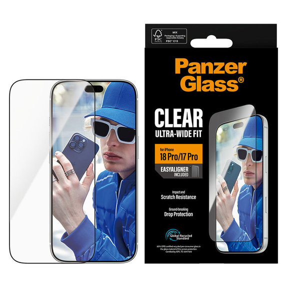 Tvrdené sklo UWF s aplikátorom pre iPhone 18 Pro/17 Pro, čierna, PanzerGlass