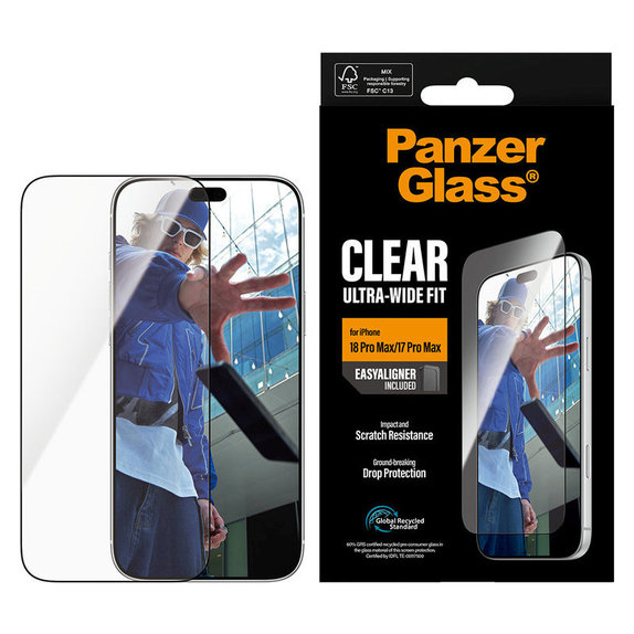 Tvrdené sklo UWF s aplikátorom pre iPhone 18 Pro Max/17 Pro Max, čierna, PanzerGlass