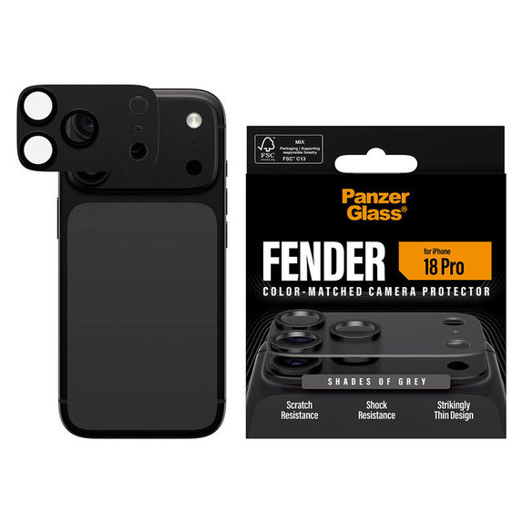 Ochranný kryt objektívu Fender pre iPhone 18 Pro, Shades of grey, PanzerGlass