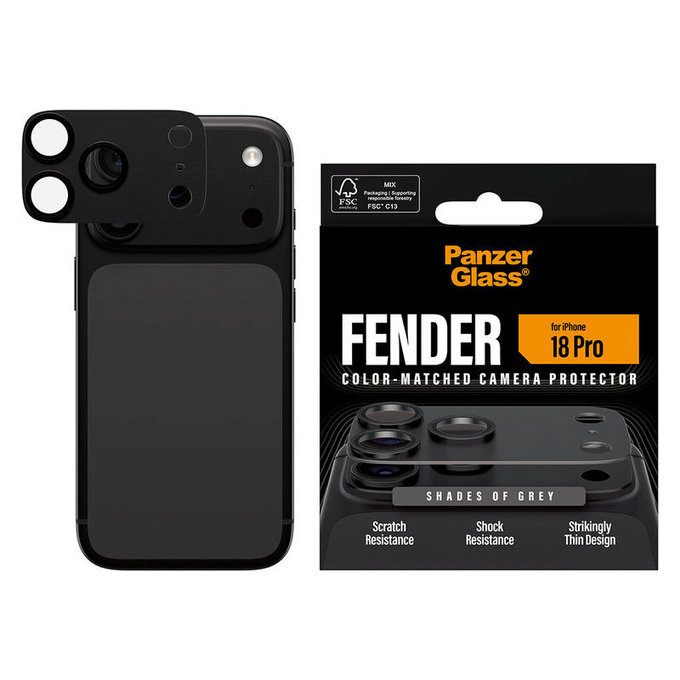 Ochranný kryt objektívu Fender pre iPhone 18 Pro, Shades of grey, PanzerGlass