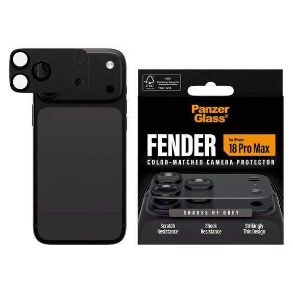 Ochranný kryt objektívu Fender pre iPhone 18 Pro Max, Shades of grey, PanzerGlass