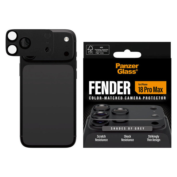 Ochranný kryt objektívu Fender pre iPhone 18 Pro Max, Shades of grey, PanzerGlass