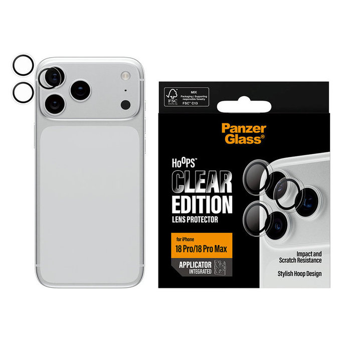Ochranný kryt objektívu Hoops pre iPhone 18 Pro/18 Pro Max, číra, PanzerGlass