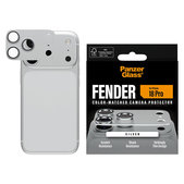Ochranný kryt objektívu Fender pre iPhone 18 Pro, Strieborná, PanzerGlass