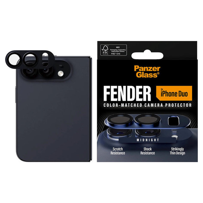 Ochranný kryt objektívu Fender pre iPhone Duo, Dark blue, PanzerGlass