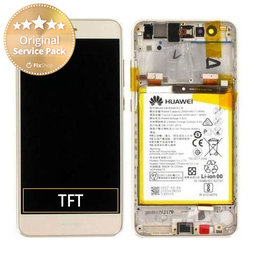 Huawei P10 Lite - LCD Displej + Dotykové Sklo + Rám + Batéria (Platinum Gold) - 02351FSN Genuine Service Pack