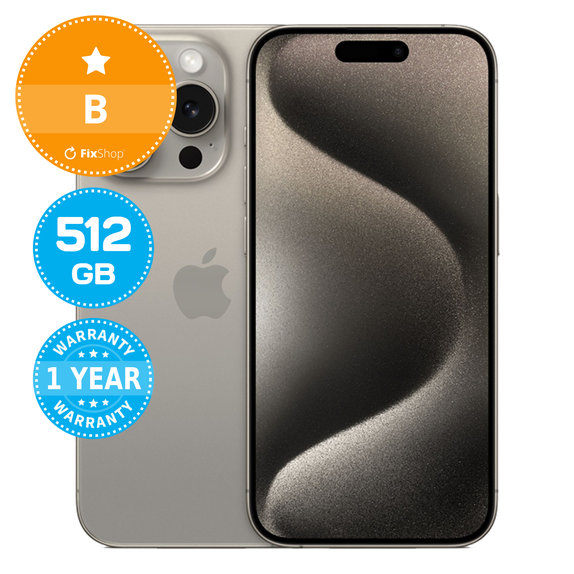 Apple iPhone 15 Pro Natural Titanium 512GB B Repasovaný