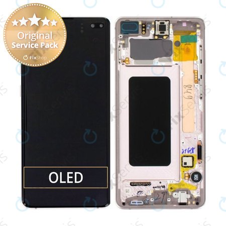 Samsung Galaxy S10 Plus G975F - LCD Displej + Dotykové Sklo + Rám (Flamingo Pink) - GH82-18849D, GH82-18834D Genuine Service Pack