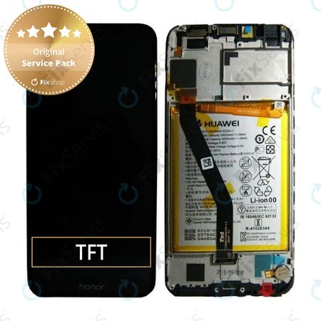 Huawei Honor 7A - LCD Displej + Dotykové Sklo + Rám + Batéria (Black) - 02351WDU Genuine Service Pack