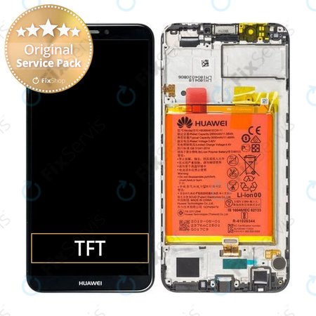 Huawei Y7 Prime (2018) - LCD Displej + Dotykové Sklo + Rám + Batéria (Black) - 02351USA Genuine Service Pack