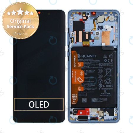 Huawei P30 Pro - LCD Displej + Dotykové Sklo + Rám + Batéria (Breathing Crystal) - 02352PGH Genuine Service Pack