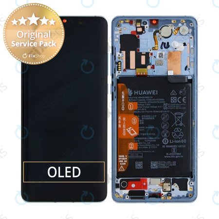 Huawei P30 Pro - LCD Displej + Dotykové Sklo + Rám + Batéria (Breathing Crystal) - 02352PGH Genuine Service Pack