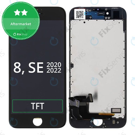 Displej pre iPhone 8, SE (2020), SE (2022), Black, Dotykové sklo s rámom