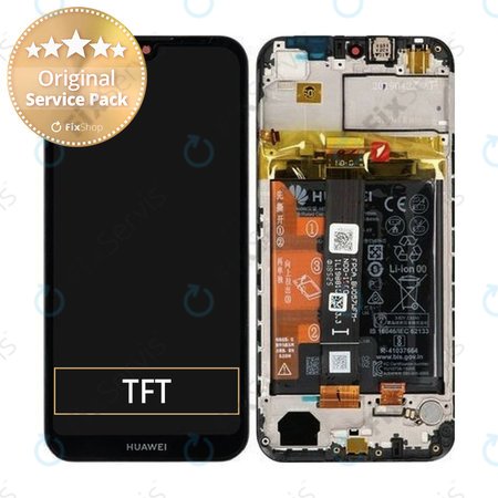 Huawei Y5 (2019) - LCD Displej + Dotykové Sklo + Rám + Batéria (Midnight Black) - 02352QNW Genuine Service Pack