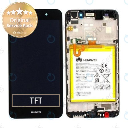 Huawei Y6 II - LCD Displej + Dotykové Sklo + Rám + Batéria (Black) - 02350XME. 02350VUG Genuine Service Pack