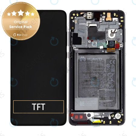 Huawei Mate 20 - LCD Displej + Dotykové Sklo + Rám + Batéria (Black) - 02352ETG Genuine Service Pack