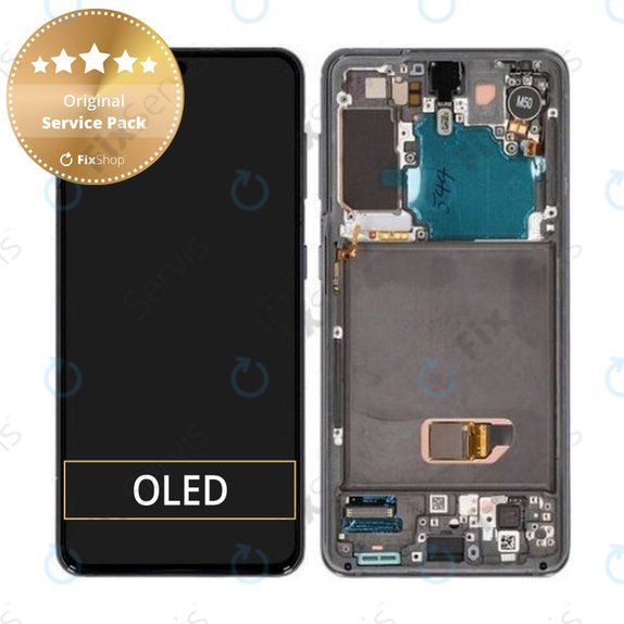 Samsung Galaxy S21 G991B - LCD Displej + Dotykové Sklo + Rám (Phantom Gray) - GH82-24544A, GH82-24545A, GH82-27255A Genuine Service Pack